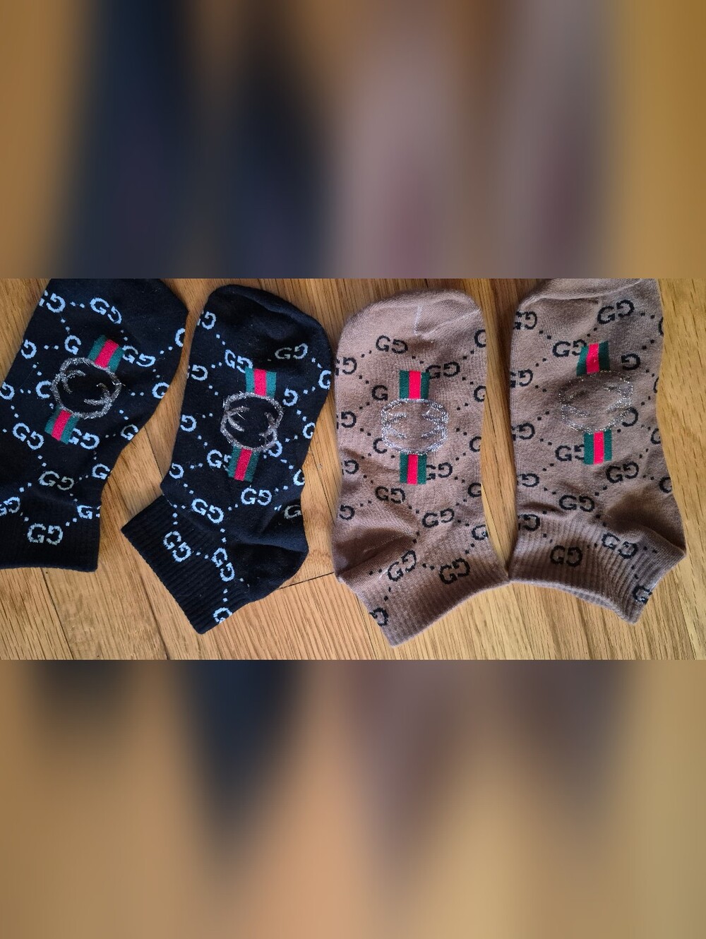 Gucci Ankle Socks - Black & Brown - Picture 2 of 2